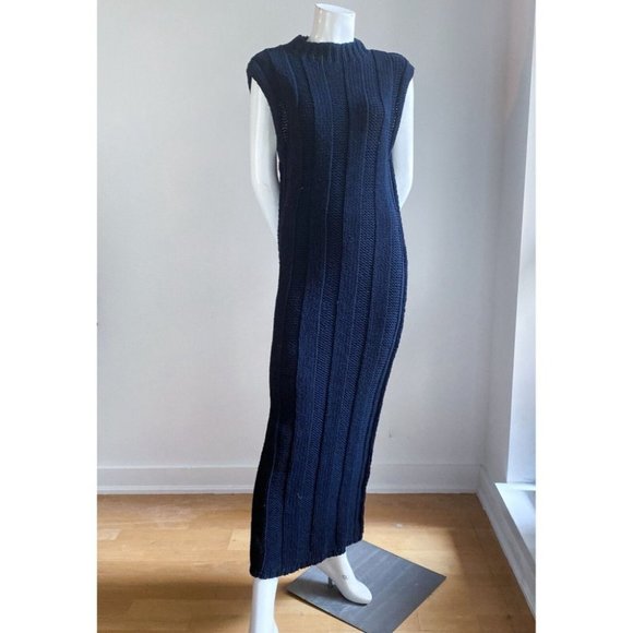 Free People Beach Black Ribbed High Neck Sleeveless Maxi Dress S - Picture 2 of 7